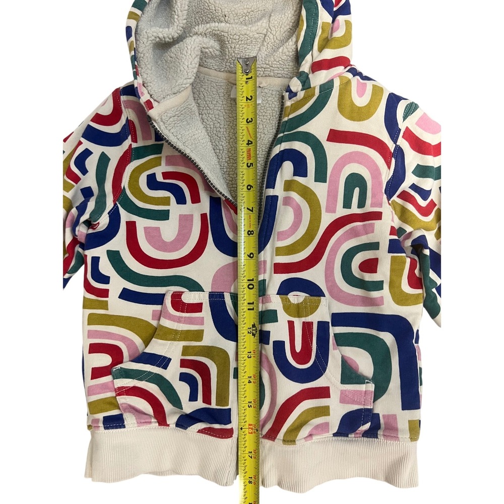 Hanna Andersson Hoodie Kids Sz 6-7 Rainbow Abstract Sherpa Lined Full Zip Jacket - Picture 2 of 7